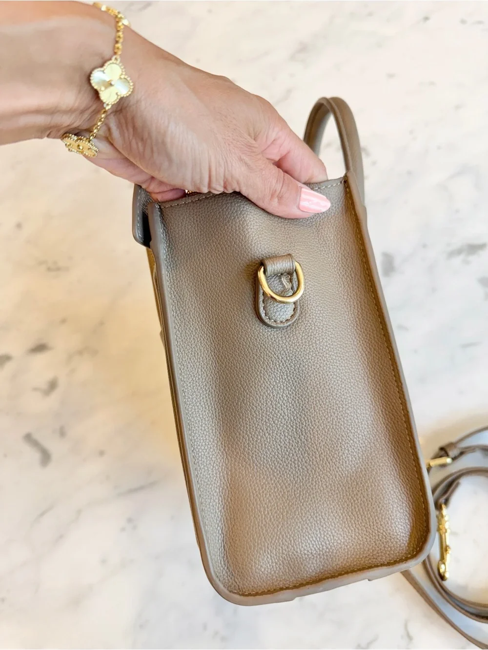 Preowned Taupe Nano Bag with shoulder strap
